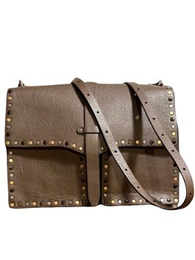 Rebecca Minkoff Brown Leather Studded Nanine Shoulder Bag!!